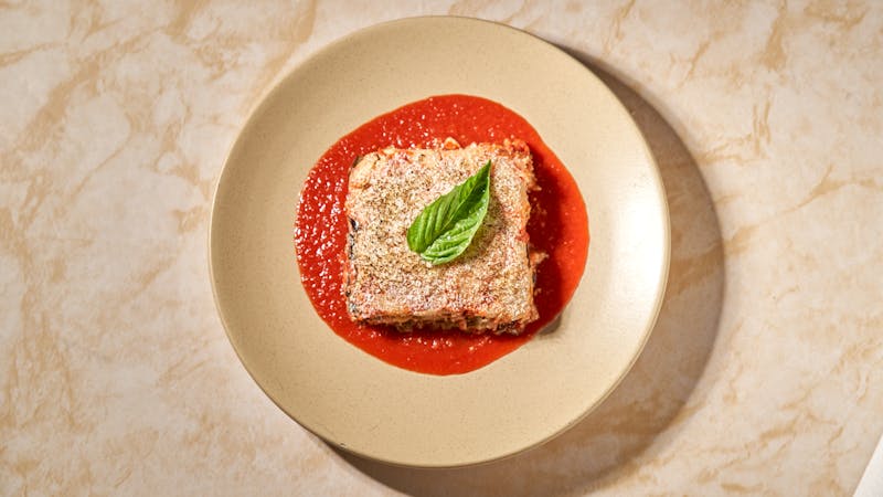 Eggplant Parmigiana — breaded and baked eggplant